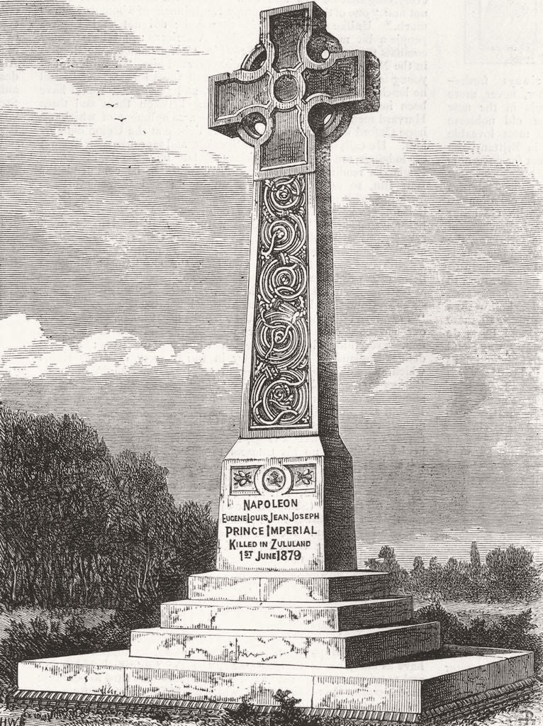 LONDON. Memorial to Prince Imperial, Chiselhurst 1881 old antique print